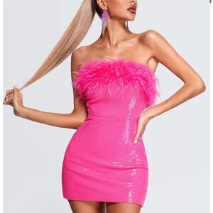 Sequin feather mini dress